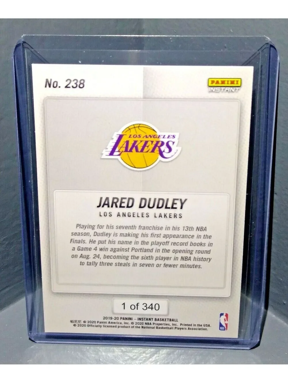 Jared Dudley 2019-2020 Panini NBA Instant Lakers #238 Basketball Card 1 of 340